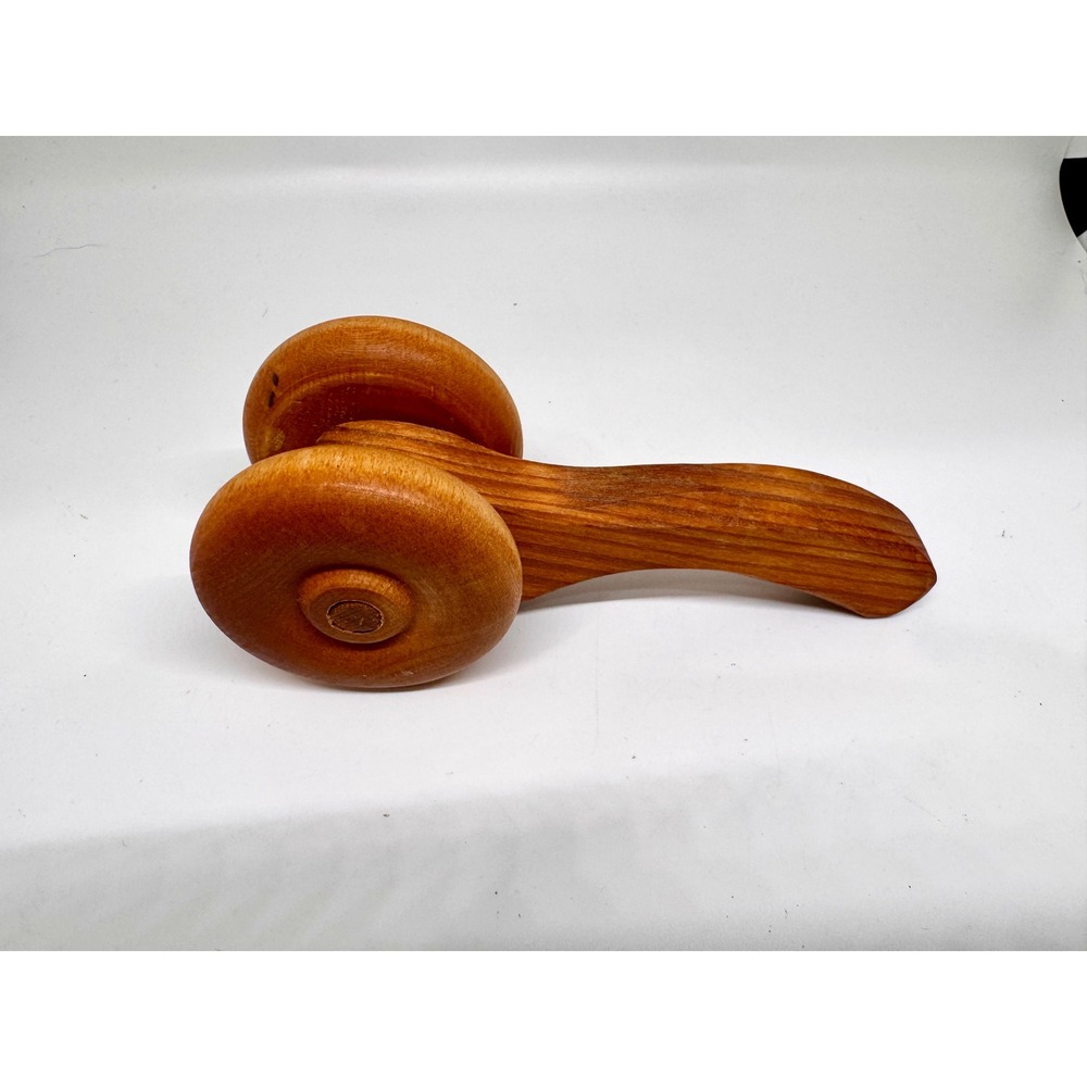 Vintage Wooden Back Massager Roller Handheld Manual Tool Deep Tissue Relief 6in
